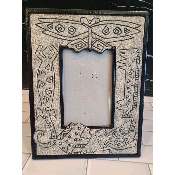 Laurel Burch Southwest Cave Rock Drawing Ceramic Picture Frame 8½" x 11" VTG EUC - Picture 2 of 8
